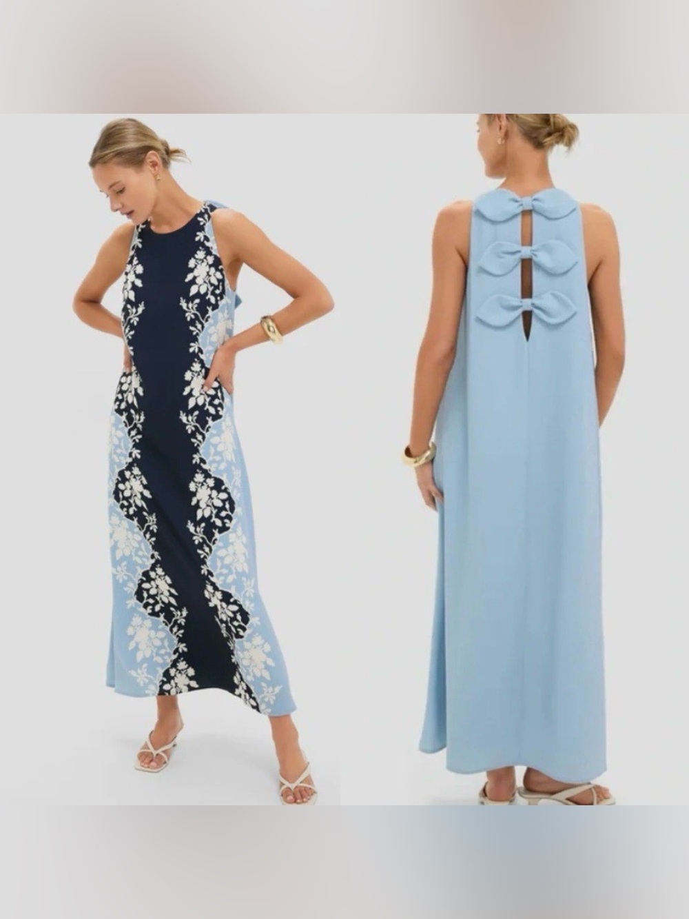 NWT Tuckernuck Blue Fog Portia Floral Maxi Dress Bow Back size XXL